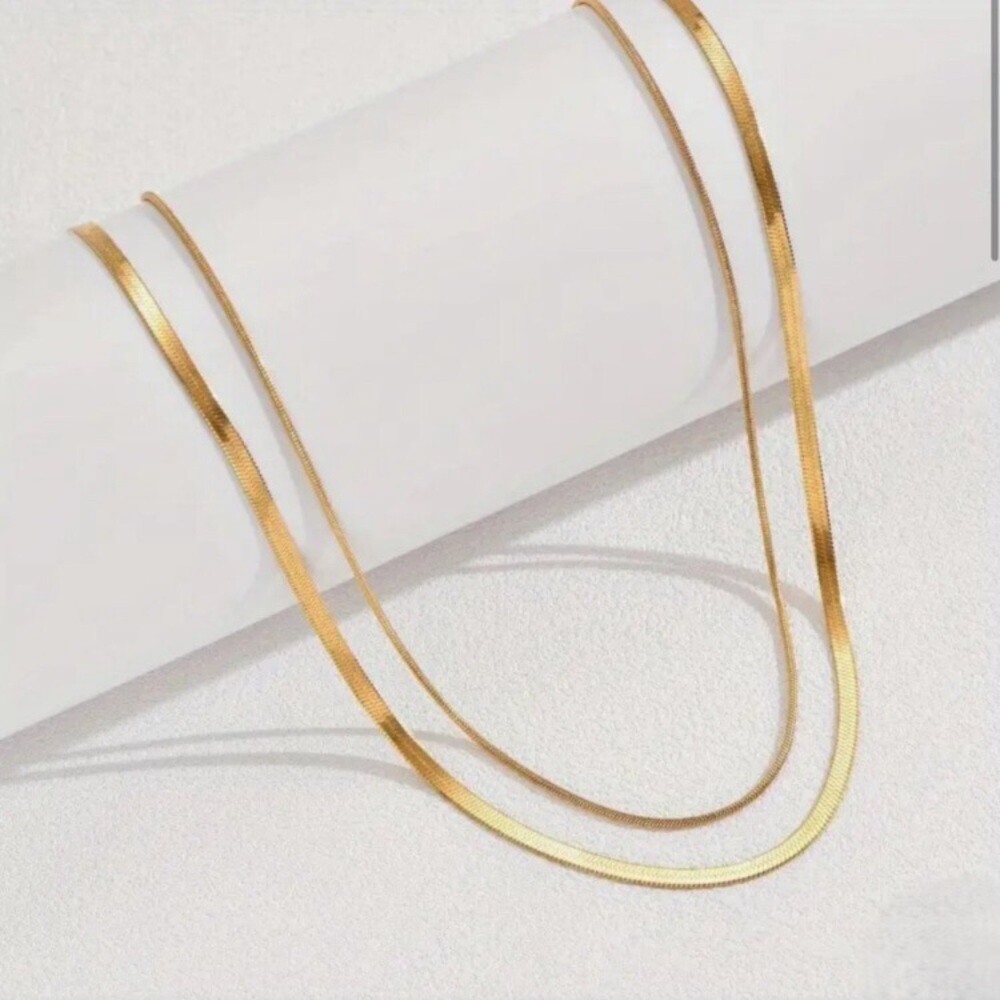 NEW Luxe 18K Gold Plated Chain Layered Stacked Necklace - Picture 2 of 3